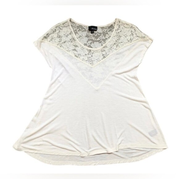 Aritzia Dilemma Lace T-Shirt Blouse Top Short sleeve Ivory Cream Flowy Size S - Picture 4 of 13
